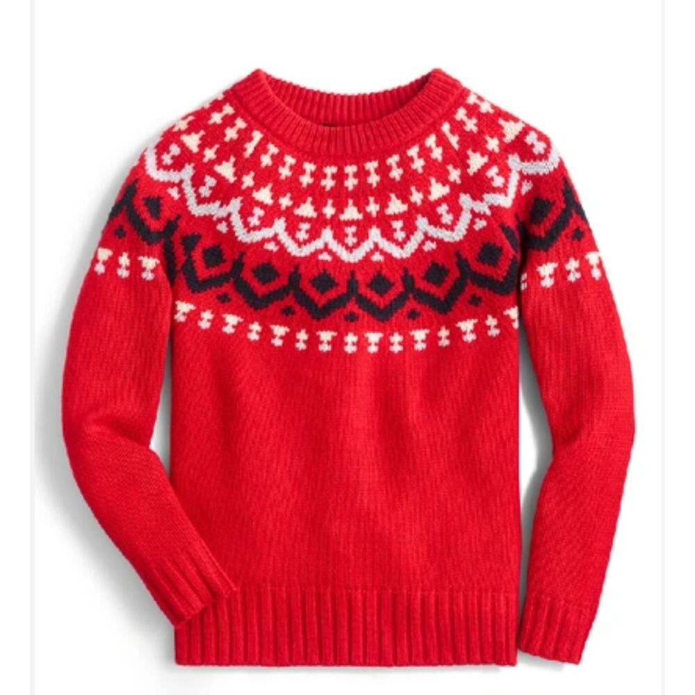 J Crew Merino Wool Crewneck Fair Isle Sweater